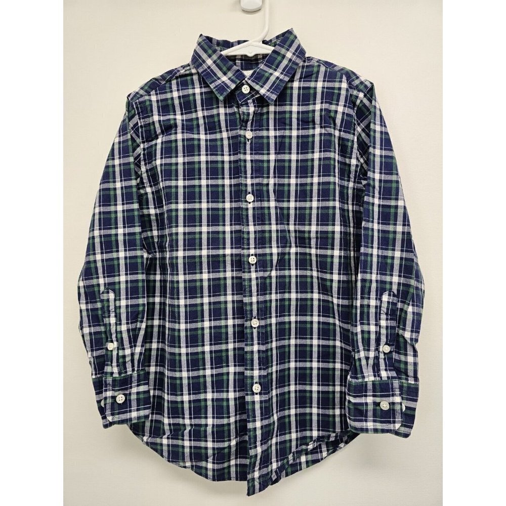 Crewcuts Factory Button Down Shirt Boy Size 6-7 Blue Long Sleeve Collared Casual